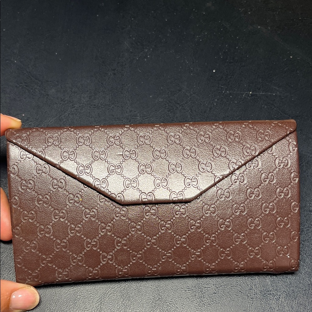 Gucci Dark Brown Monogram Glasses Holder